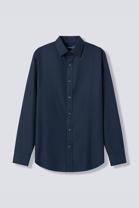 Wrinkle-Free Dobby Twill Dress Shirt | Navy Semi Plain 27587N