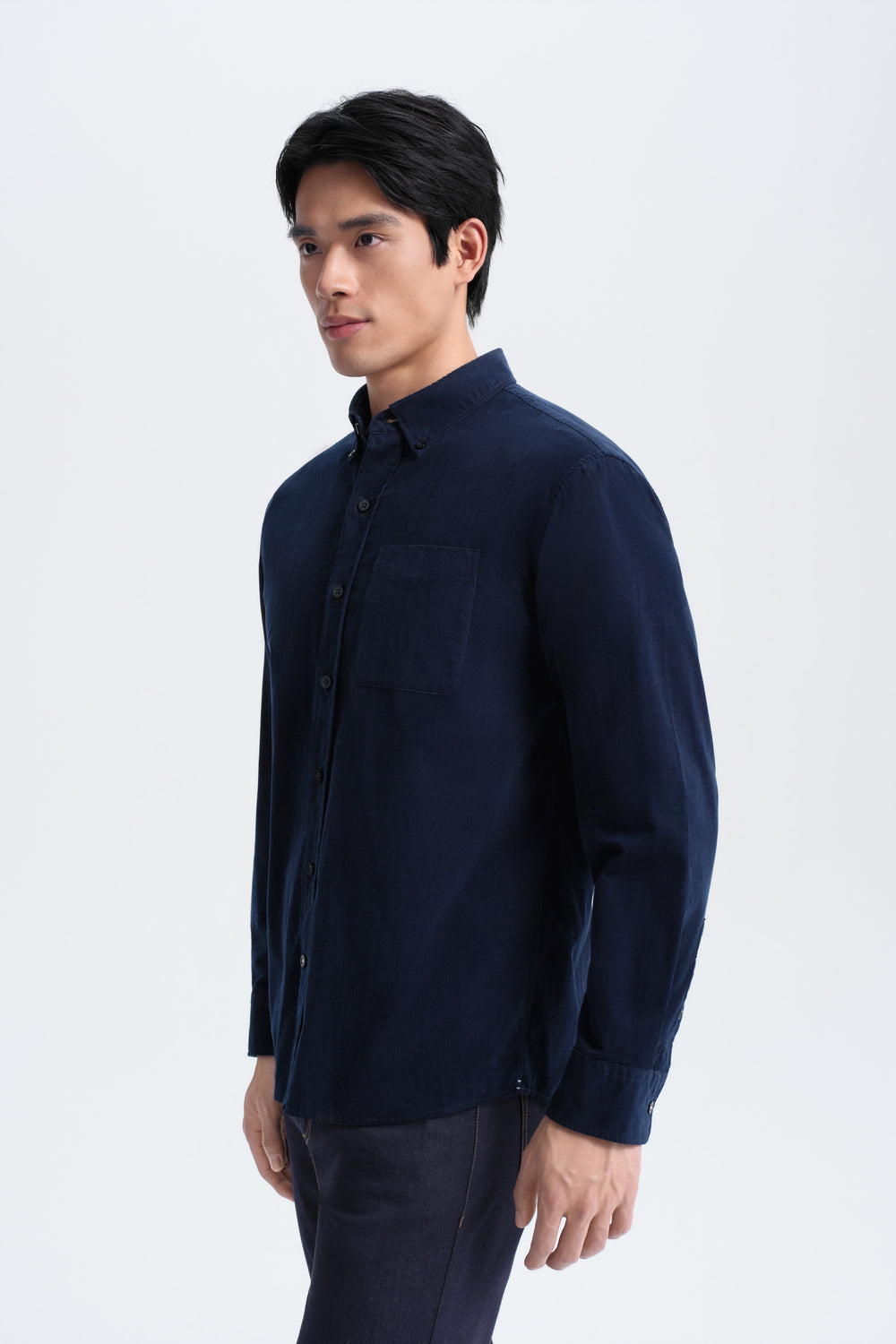 Cotton Corduroy Casual Shirt | Navy 10040Z