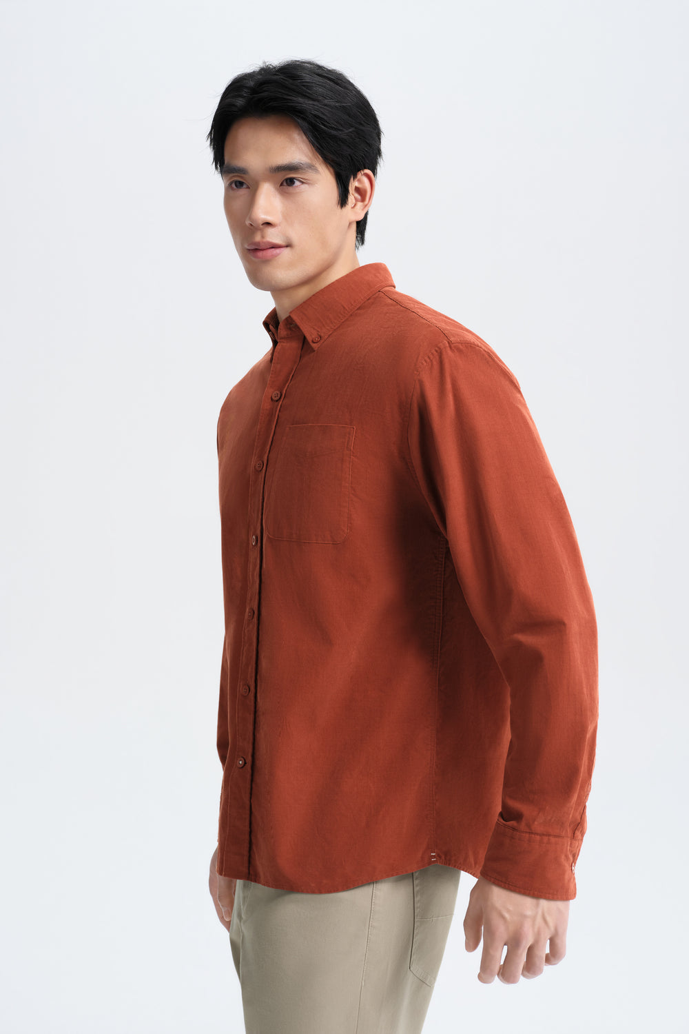 Cotton Corduroy Casual Shirt | Terracotta Red 10038Z