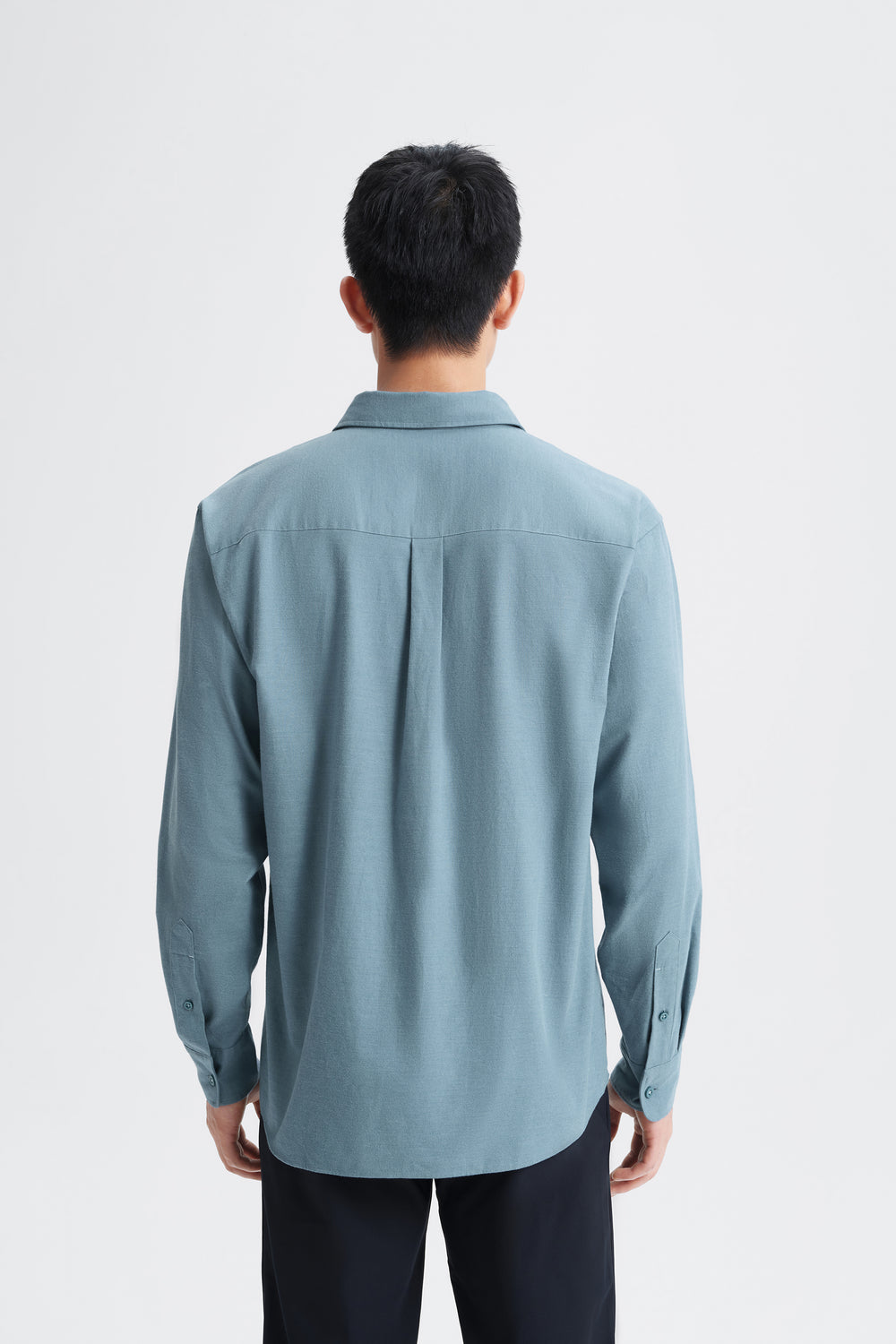 Cotton Flannel Casual Shirt | Heather Citadel Blue 30316P