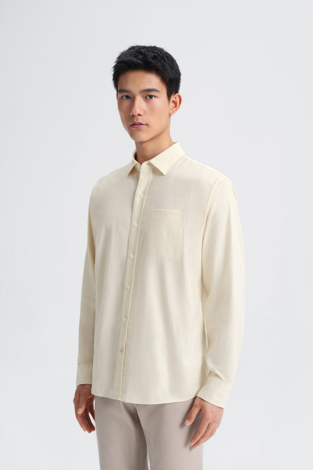 Cotton Flannel Casual Shirt | Heather Tofu 30313P