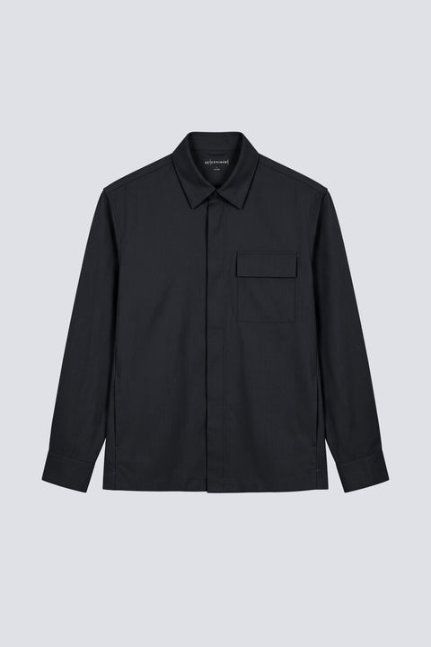 Stretch Water-Repellent Shirt Jacket | Black BKFD01 — Flat Lay
