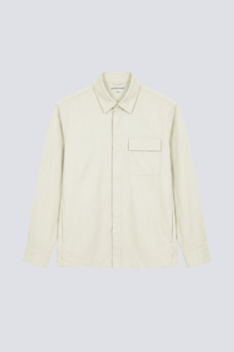 Stretch Water-Repellent Shirt Jacket | Tofu 10311P — Flat Lay