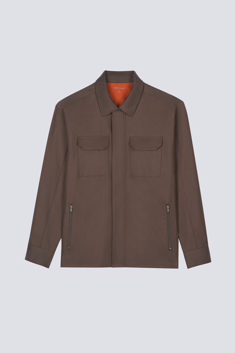 Cotton Water-Repellent Shirt Jacket | Coffee Bean 10358P — Flat Lay