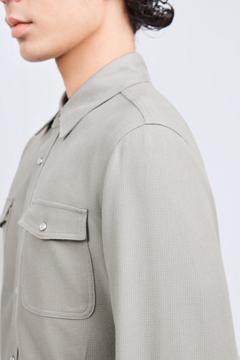 HeatGuard Casual Shirt Jacket | Khaki Semi Plain 6100NZ