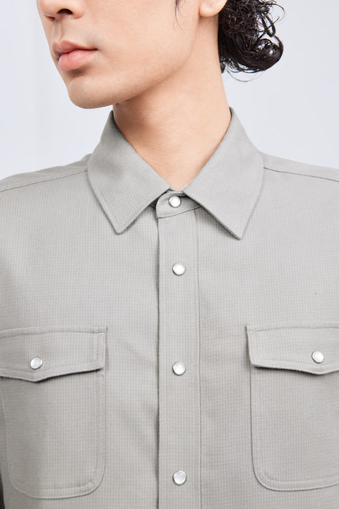 HeatGuard Casual Shirt Jacket | Khaki Semi Plain 6100NZ