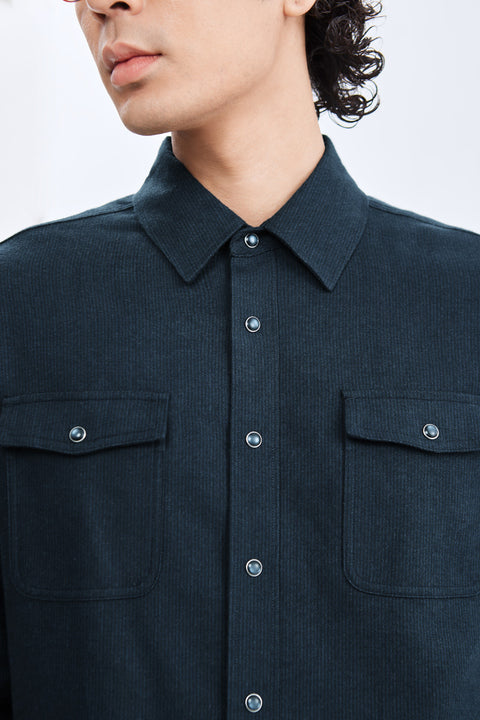 HeatGuard Casual Shirt Jacket | Navy Semi Plain 6099NZ