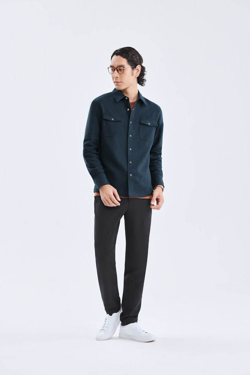 HeatGuard Casual Shirt Jacket | Navy Semi Plain 6099NZ