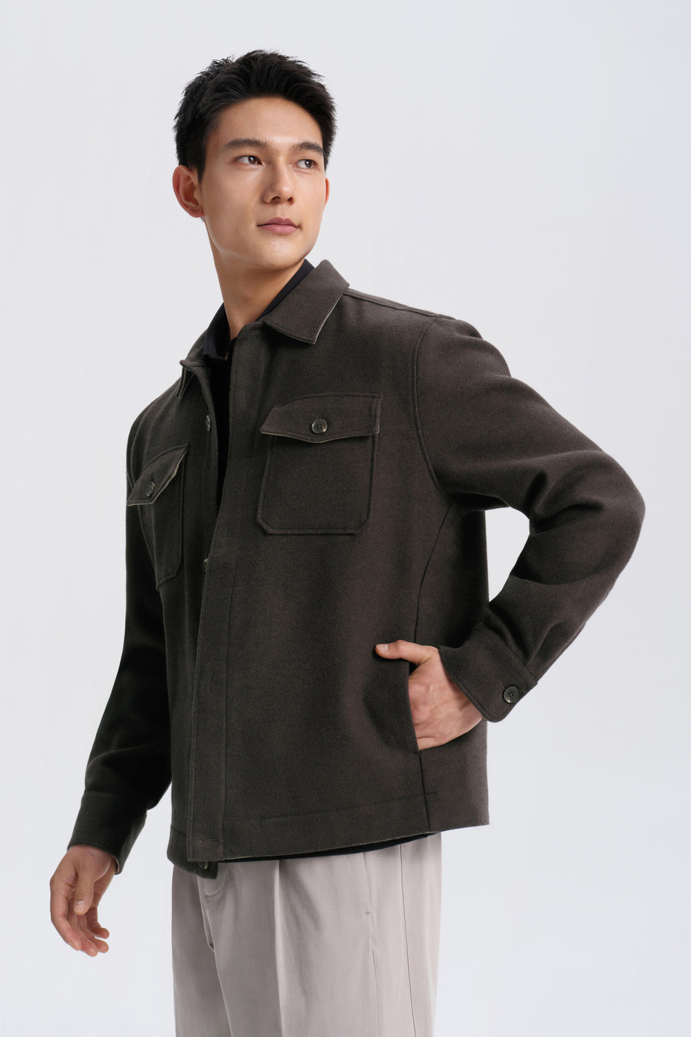 Cotton Yak Dobby Shirt Jacket | Heather Coffee Bean 317EKP