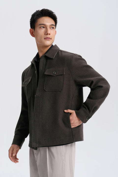 Cotton Yak Dobby Shirt Jacket | Heather Coffee Bean 317EKP
