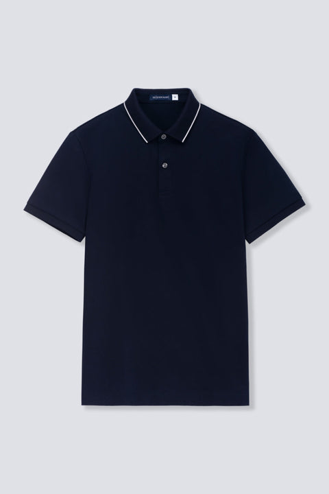 Super Soft Pique Tipped Polo | Navy NNY096