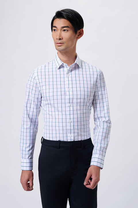 Wrinkle-Free Poplin Dress Shirt | Green Check 21046N