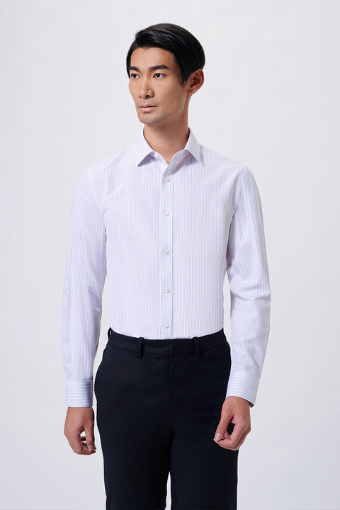 Wrinkle-Free Poplin Dress Shirt | White Multi-Stripes 21477N
