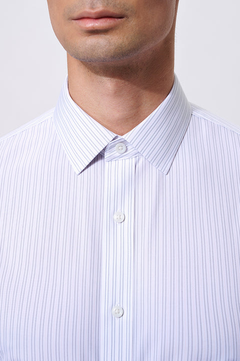 Wrinkle-Free Poplin Dress Shirt | White Multi-Stripes 21477N