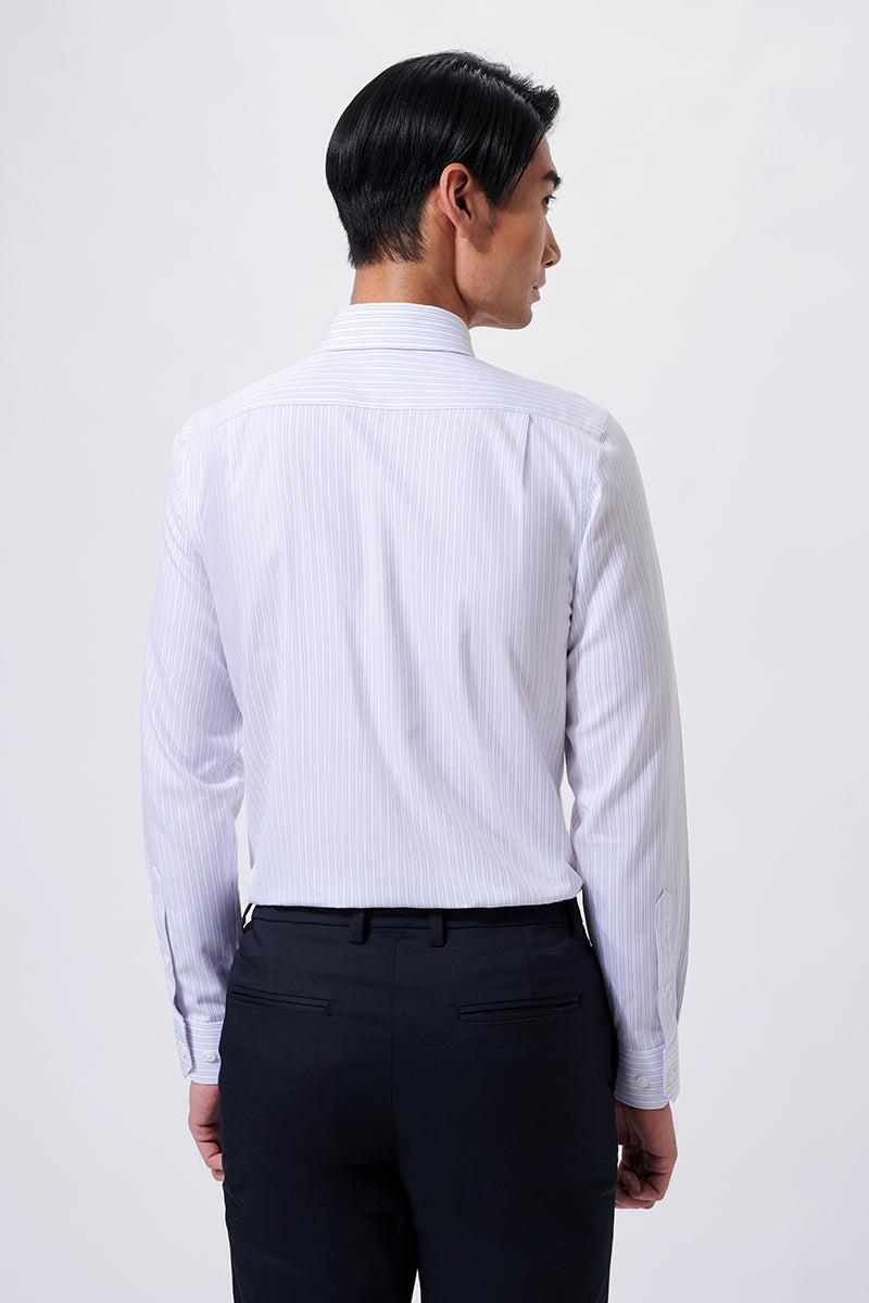 Wrinkle-Free Poplin Dress Shirt | White Multi-Stripes 21477N