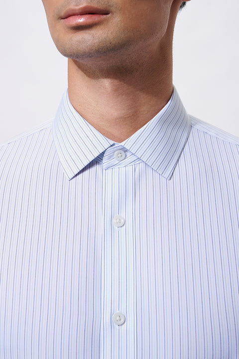 Wrinkle-Free Poplin Dress Shirt | Green Stripes 22497N