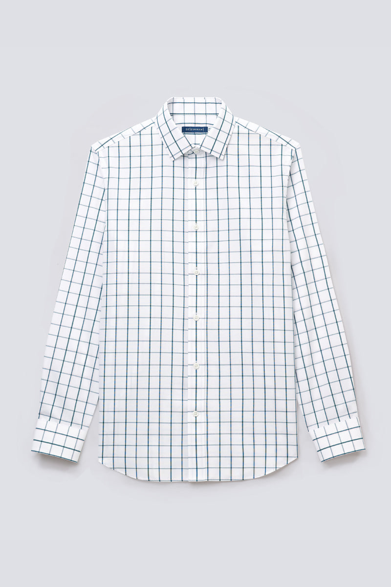 Wrinkle-Free Poplin Dress Shirt | Green Check 21046N