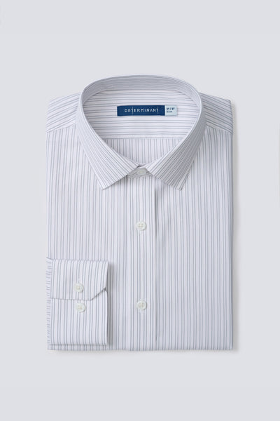 Wrinkle-Free Poplin Dress Shirt | White Multi-Stripes 21477N