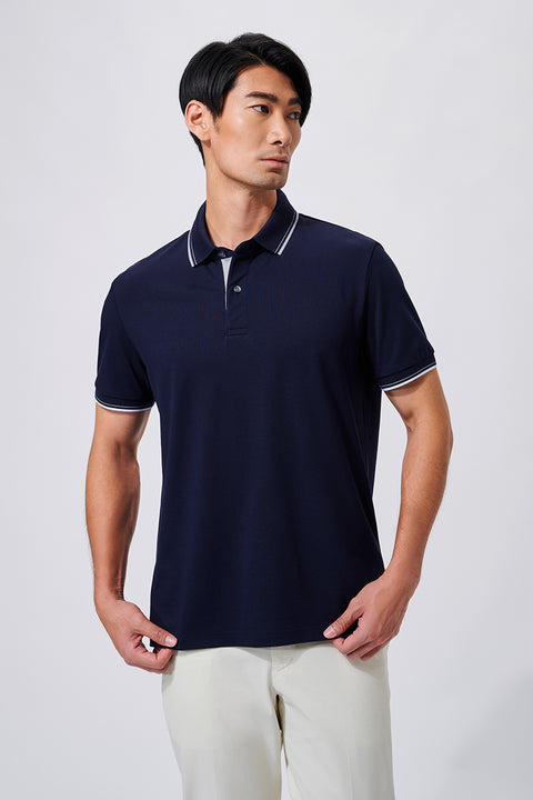 VISDRY™ Pique Tipped Polo | Navy NNY096