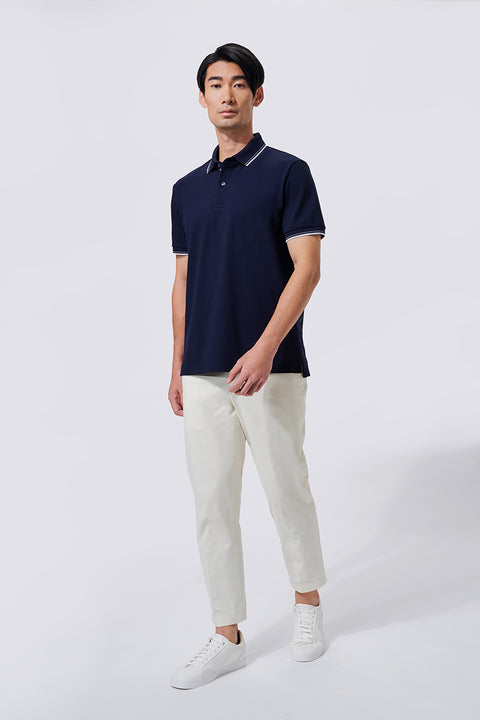 VISDRY™ Pique Tipped Polo | Navy NNY096