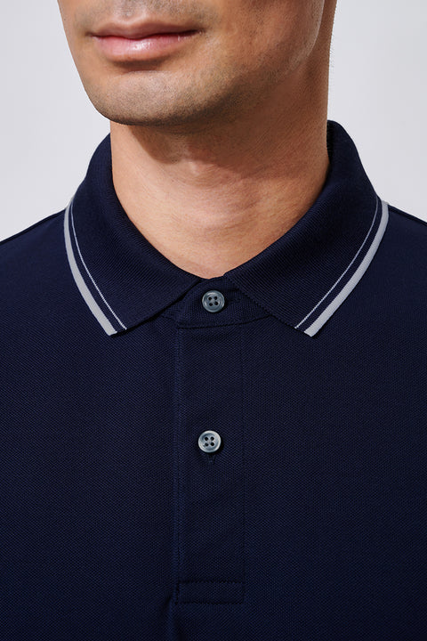 VISDRY™ Pique Tipped Polo | Navy NNY096