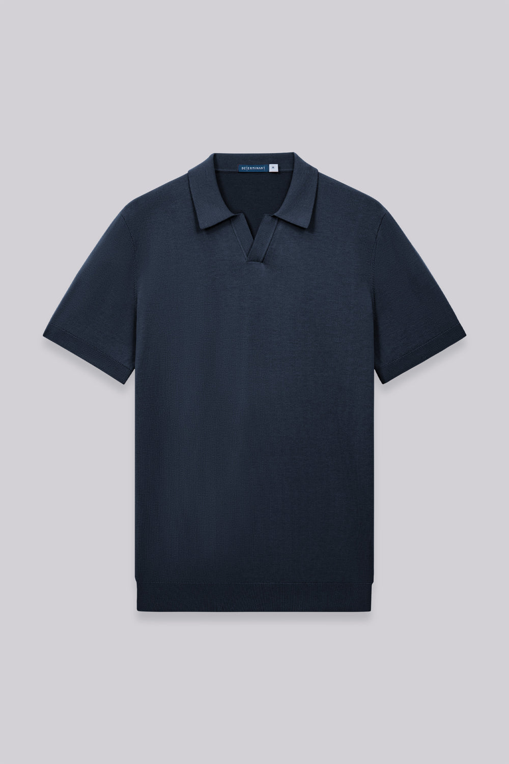 Flat-Knit Buttonless Sweater Polo | Navy 14036N