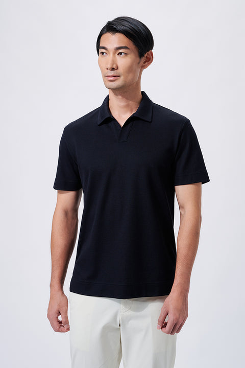 Regal Pique Buttonless Polo | Black BKFD01