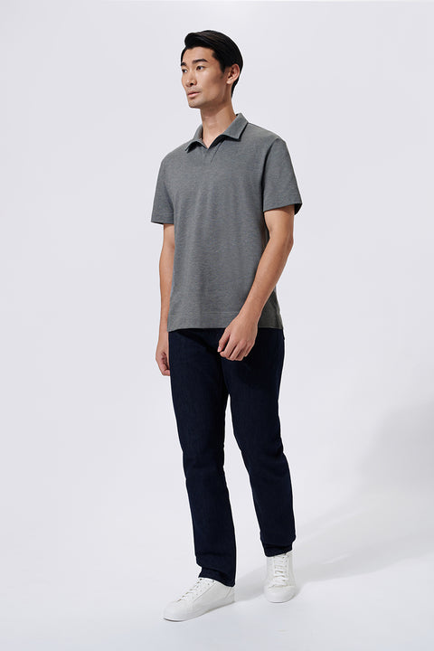 Regal Pique Buttonless Polo | Dark Grey EBCG30