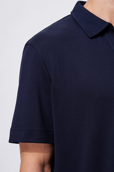 Regal Pique Buttonless Polo | Navy NNY096