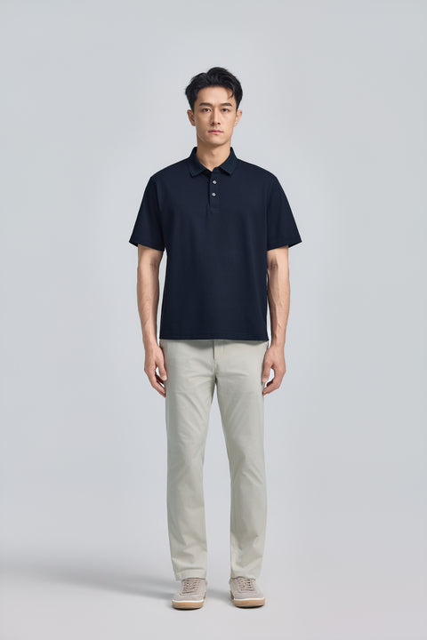 VISDRY™ 立體壓紋珠地 Polo | 深藍 14036N