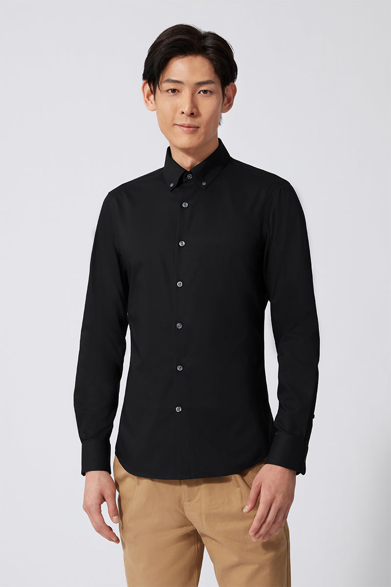 Poplin Button-Down Smart Shirt | Black BKFD01