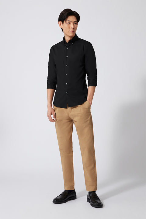 Poplin Button-Down Smart Shirt | Black BKFD01