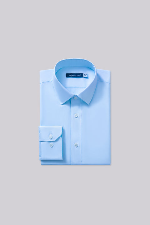免燙斜紋商務襯衫 淺藍色純色 16483N