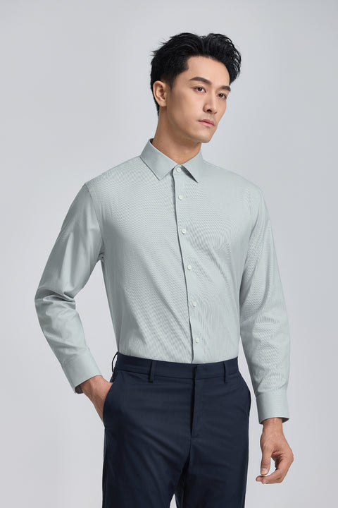 VISDRY™ Twill Dress Shirt | Light Grey Stripes 27229N