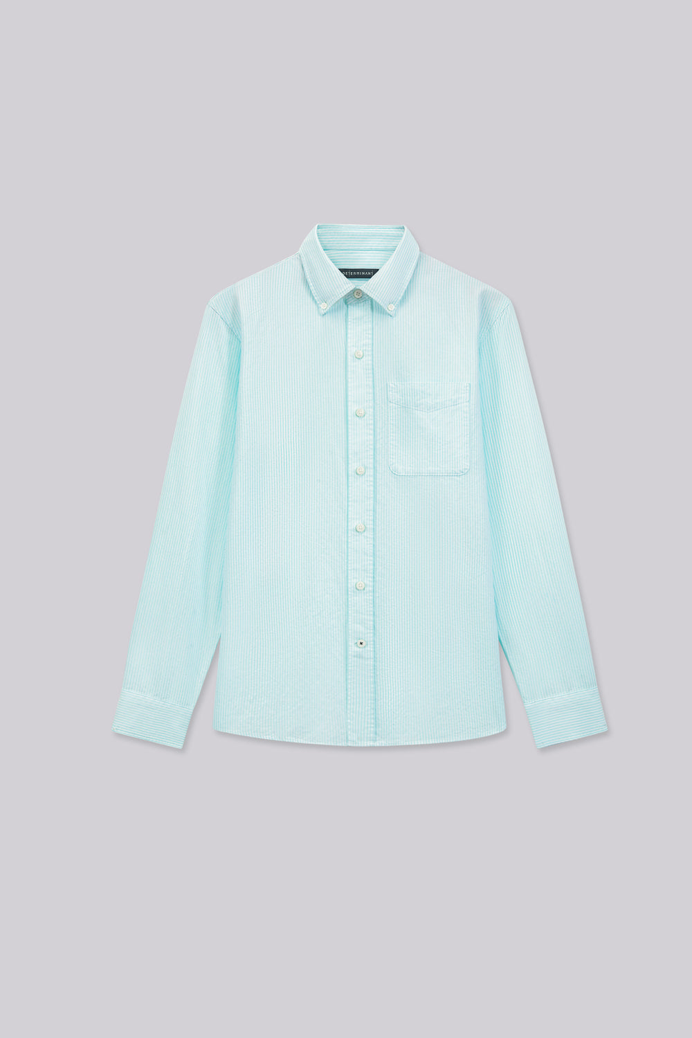 Soft Oxford Button-Down Casual Shirt | Iced Aqua Stripes 25475N
