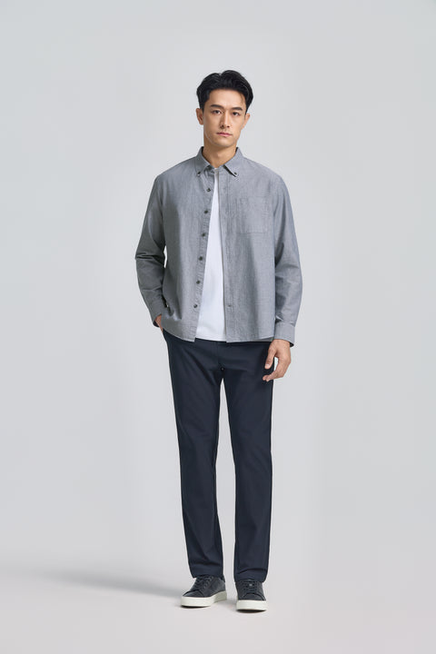 Soft Oxford Button-Down Casual Shirt | Navy 30141N