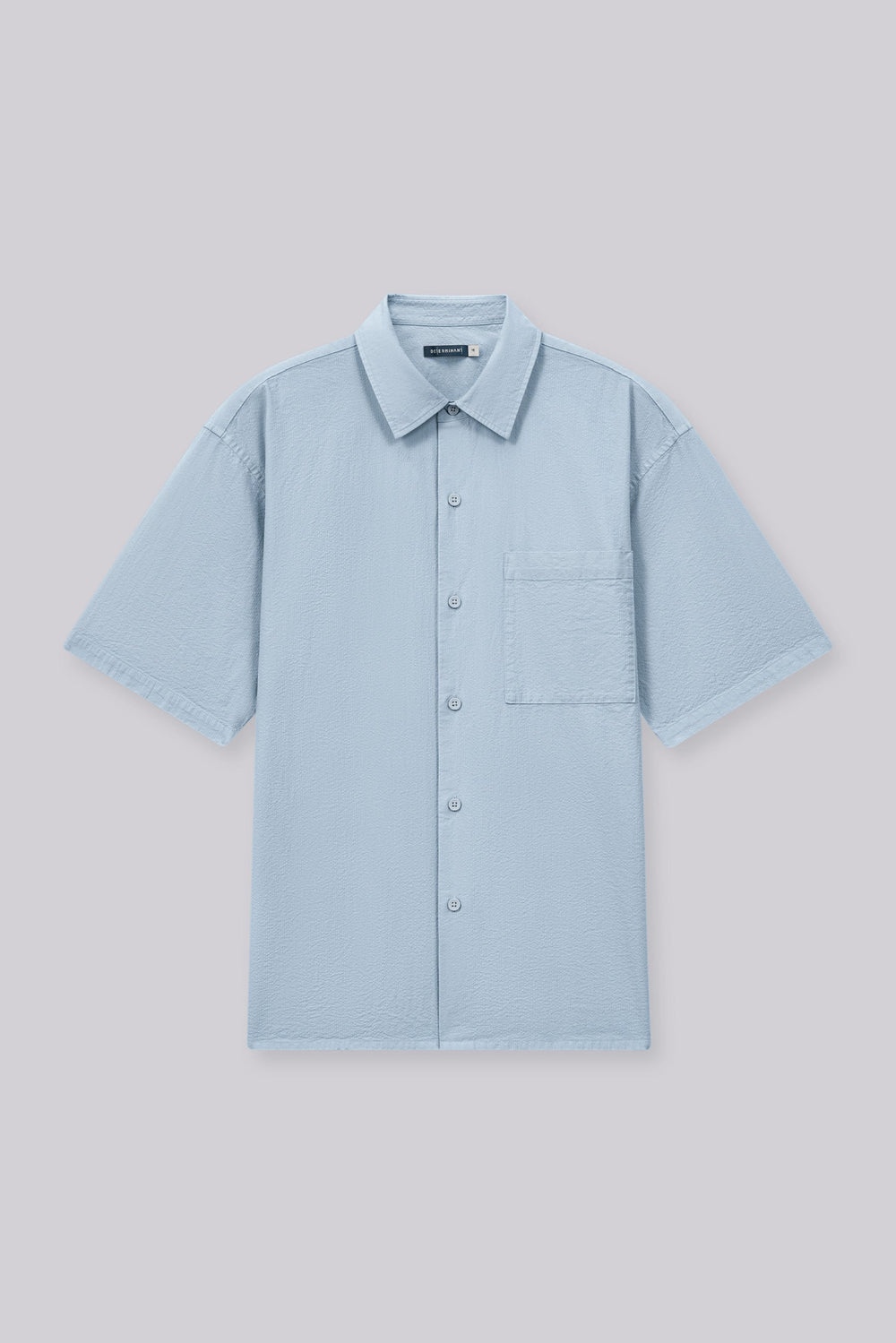 Seersucker Short Sleeve Casual Shirt | Navy Grey 15908N
