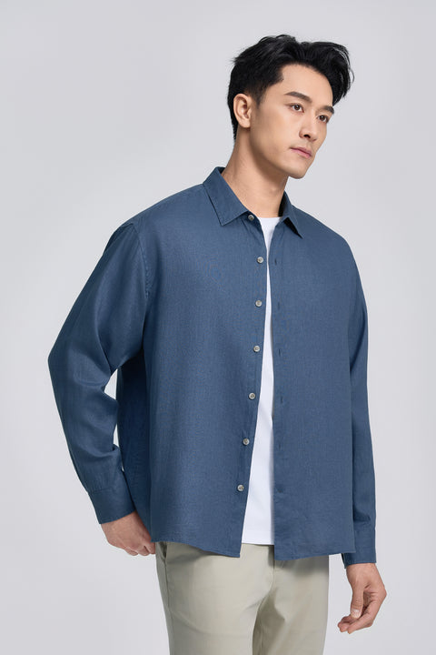 Linen Casual Shirt | Ensign Blue 25560P