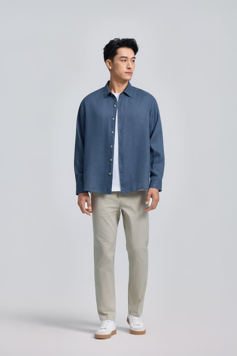 Linen Casual Shirt | Ensign Blue 25560P