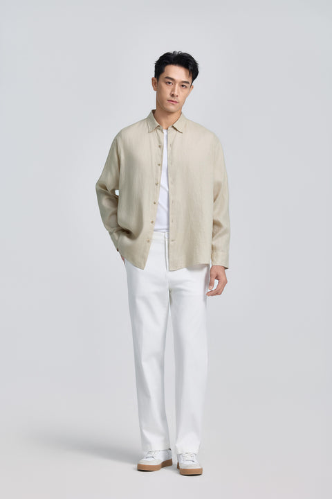 Linen Casual Shirt | Khaki 25559P