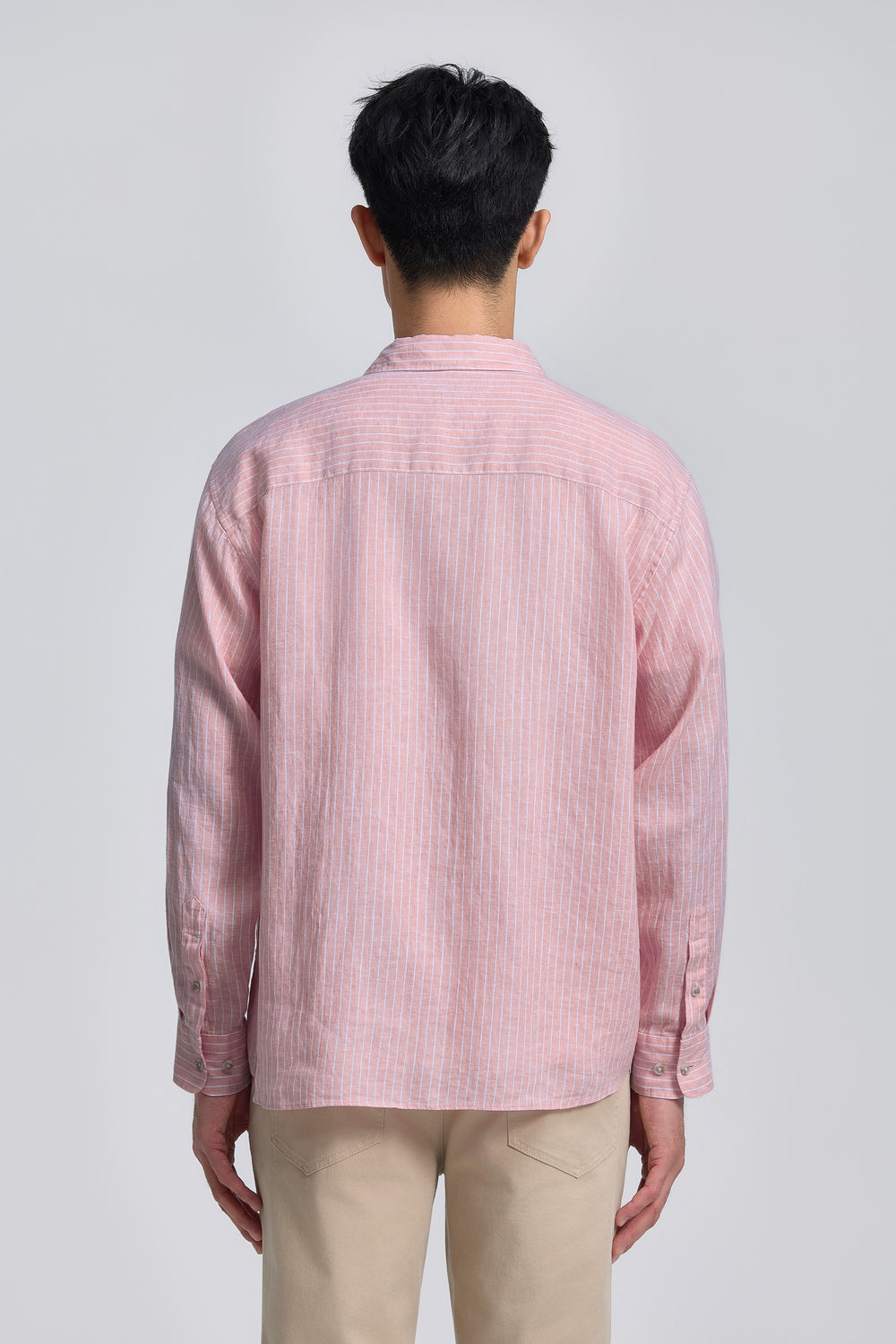 Linen Casual Shirt | Lavender Forest Stripes 25536N
