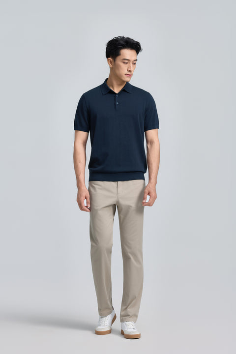 三鈕針織 Polo | 深藍 14036N