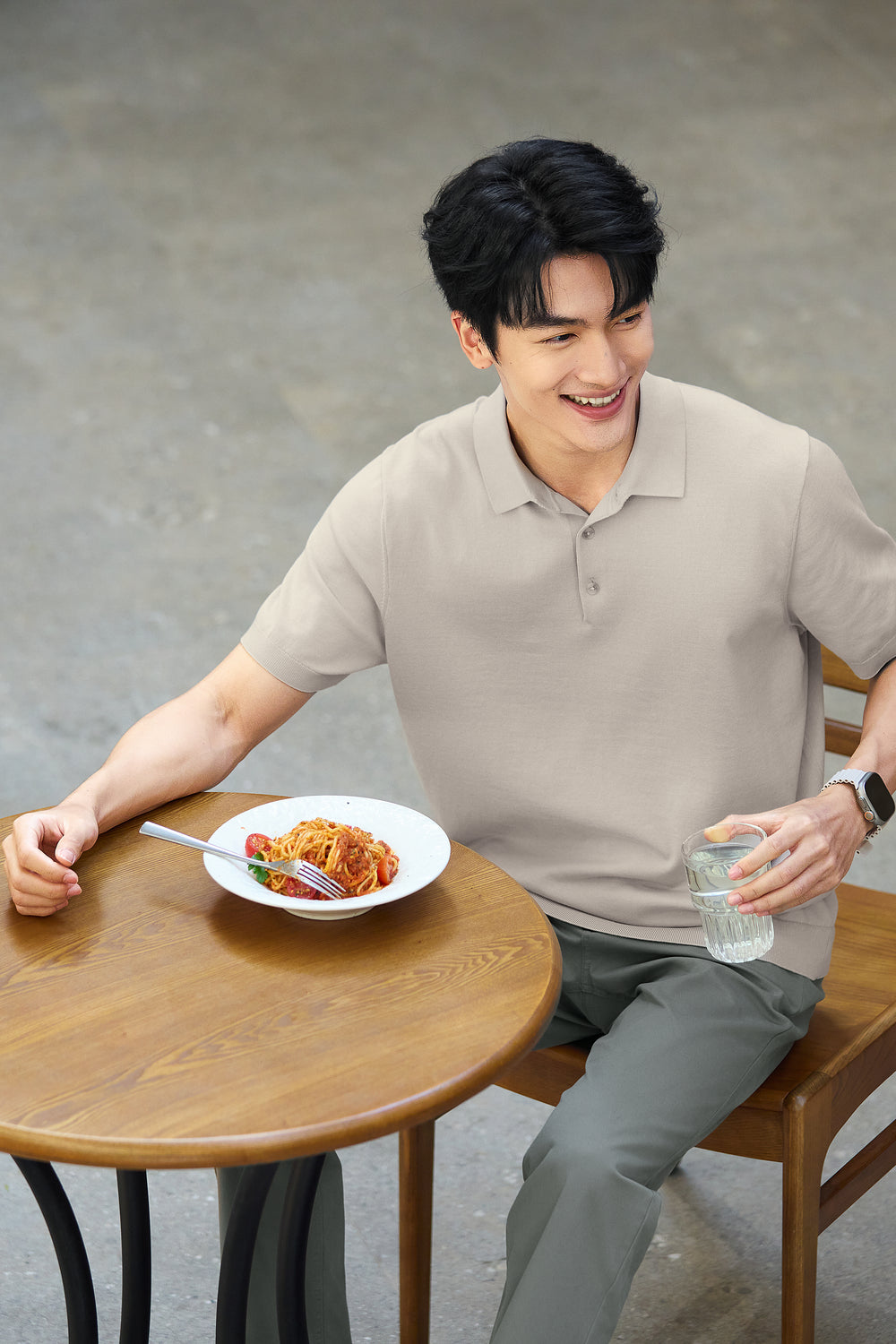 Flat-Knit Three-Button Sweater Polo | Silver Grey PT1400