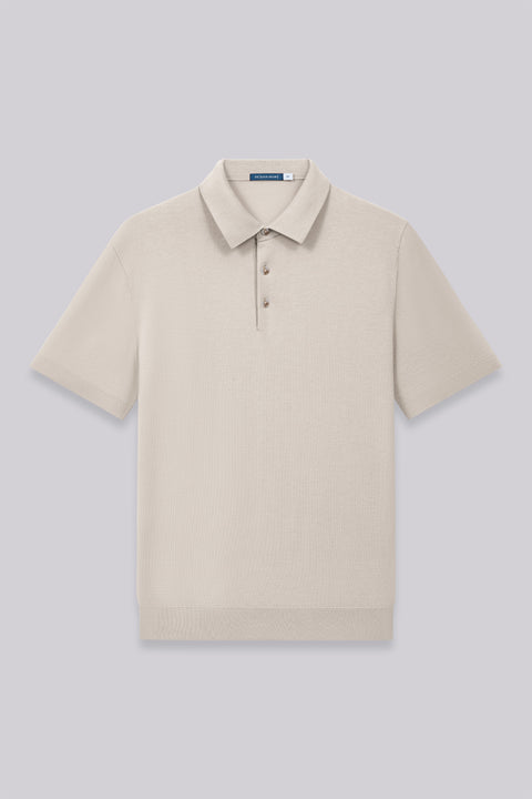 Flat-Knit Three-Button Sweater Polo | Silver Grey PT1400