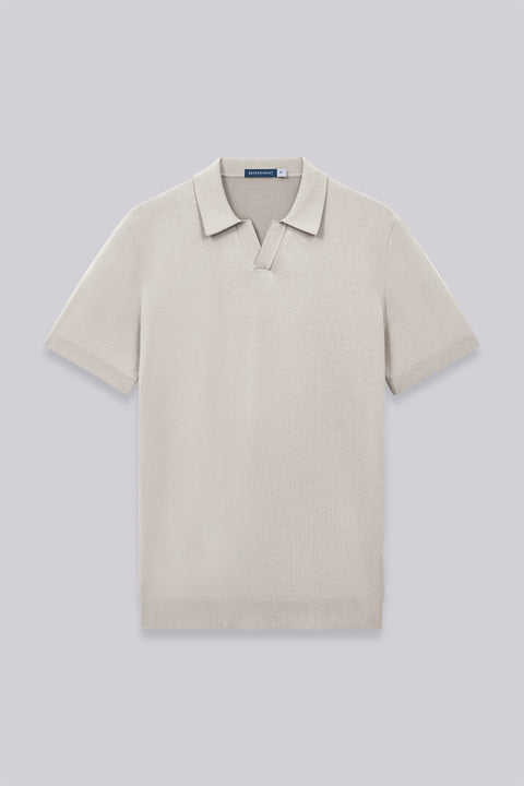 Flat-Knit Buttonless Sweater Polo | Silver Grey PT1400