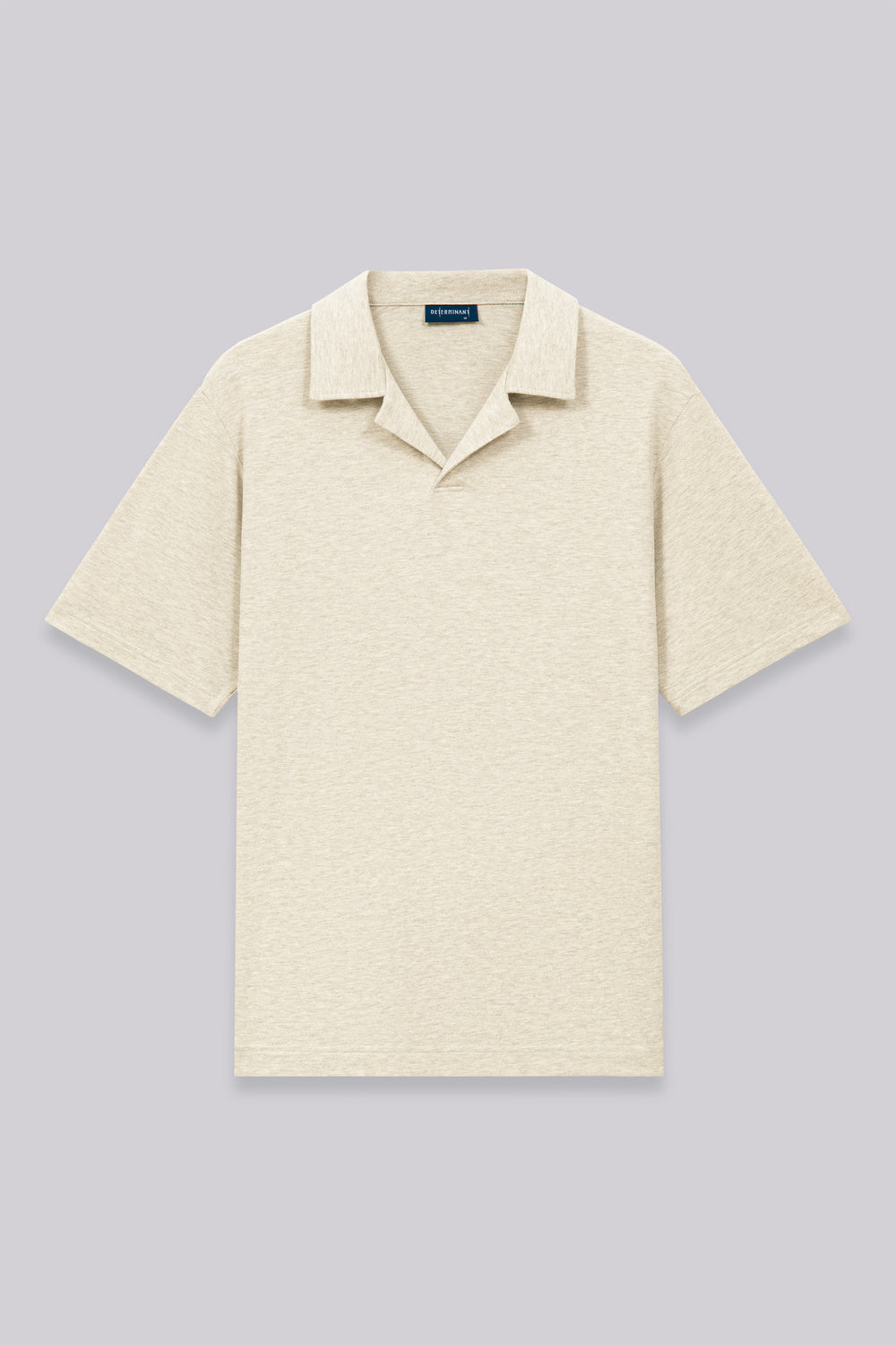 Cotton-Hemp Camp Collar Polo | Heather Light Khaki EQ4025