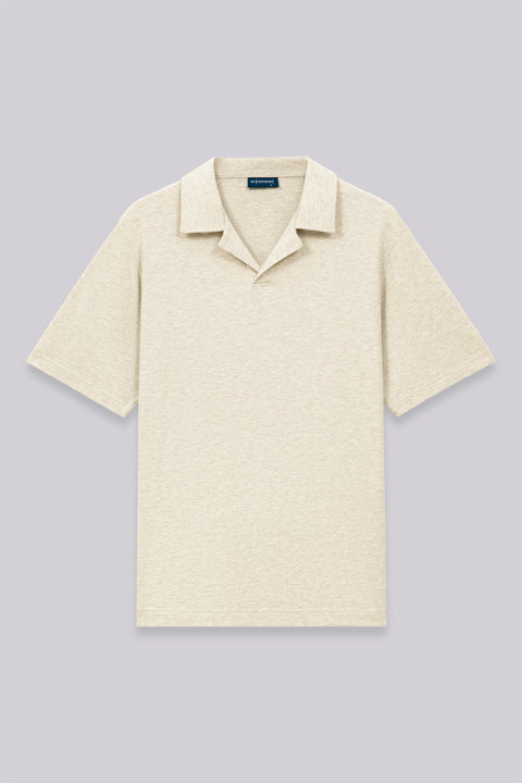 棉麻混紡開領 Polo | 淺卡其色混紡 EQ4025