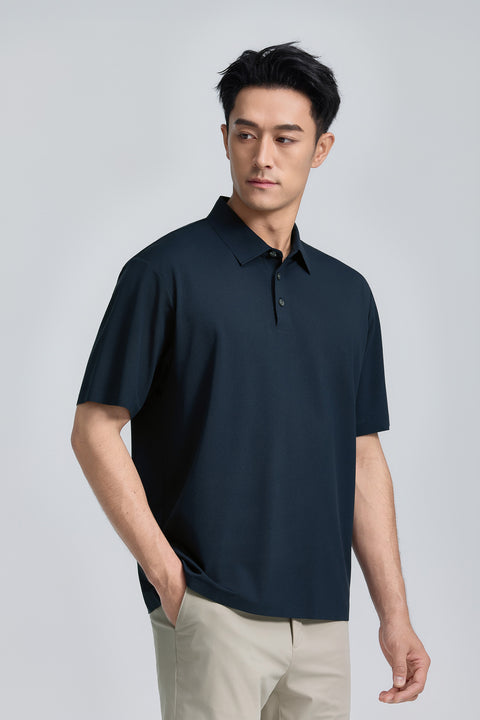 VISDRY™ 貼合珠地 Polo | 深藍14036N