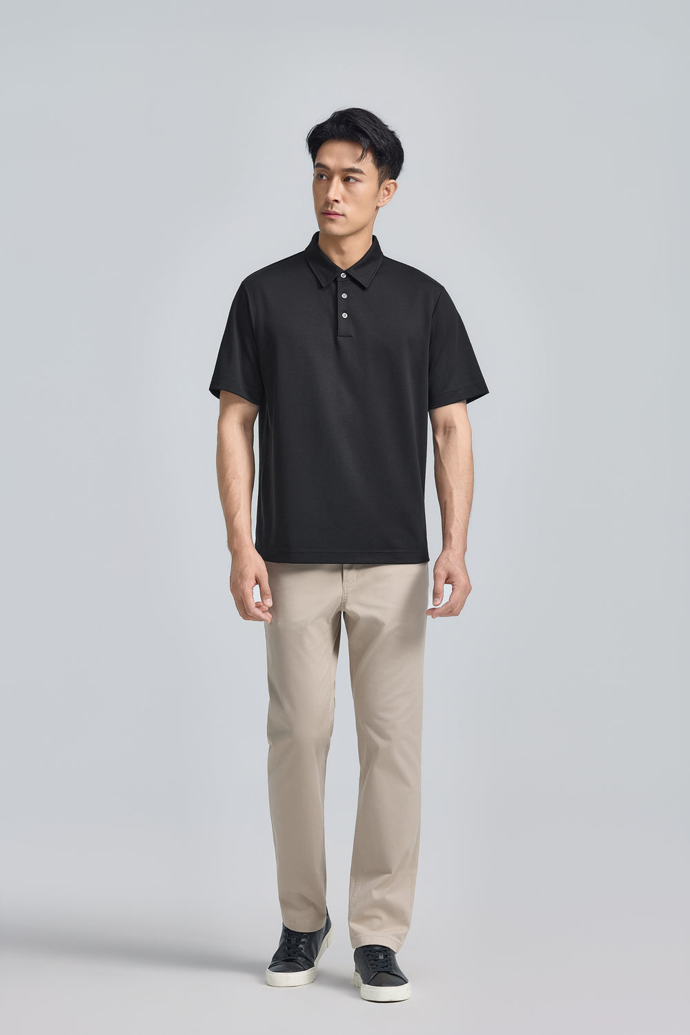VISDRY™ 雙面針織Polo | 黑色 BKFD01