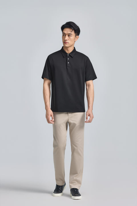 VISDRY™ 雙面針織Polo | 黑色 BKFD01